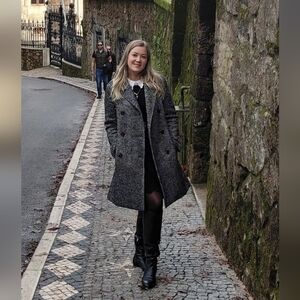 EXPRESS Trench Coat Tweed Wool Size L Gray women